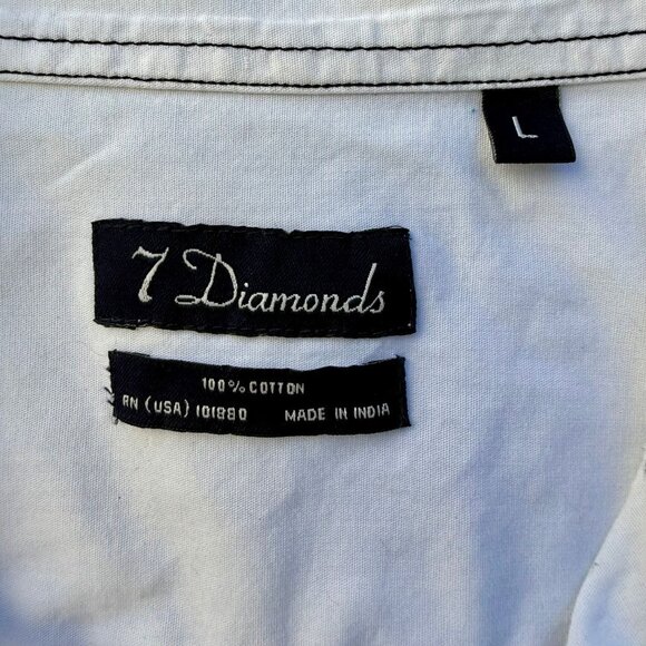 7 Diamonds Mens Long-Sleeve Button-Up Shirt With Red & Blue Abstract Print Retro - Picture 4 of 7